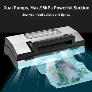 Handheld Household Vacuum Sealer Double Seal Aluminum Heating LED Countdown Built in Cutter Roll Holder Food Sealer Machine