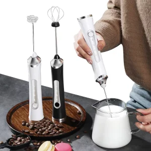 Handheld Milk Frother for Coffee Rechargeable Drink Mixer With 3 Speeds Electric Whisk Coffee Frother