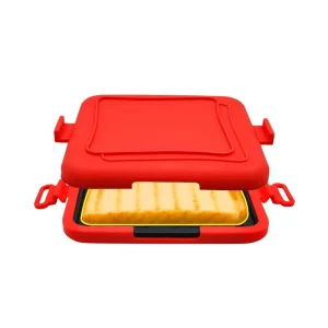 Healthy Eco Friendly High Heat Conductivity Aluminum Base Sandwich Maker Microwave Baking Tray with Silicone