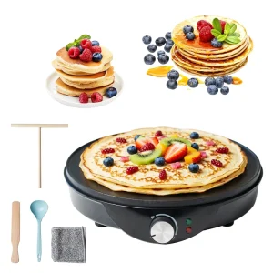 Healthy Household Breakfast Maker Electric Non Stick Pancake Maker with Temperature Control for 12 Inch Omelets and Crepes