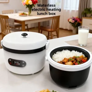 Heated Insulated Stainless Steel Bento Box Electric Heating Dry Heating Removable Inner Tank 1.1L Capacity Button-Type Control
