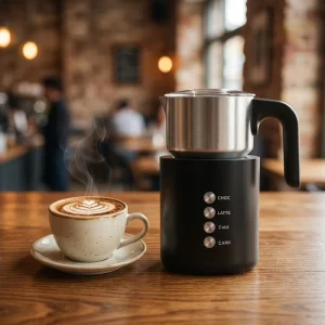 Heating Plate Milk Frother 500W Electric with Multiple Froth Density Options for Household Use