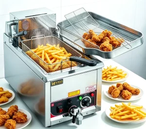 Heavy Duty 12L Electric Commercial Grade Stainless Steel Deep Fryer Drain Valve 3000W IPX3 Waterproof Tabletop for Food Truck