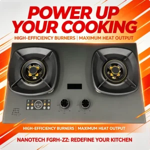 Heavy Duty 2 Zones Gas Cooktop Nano Oil-Resistant Surface Full Copper Burner Timing Flameout Safe Kitchen Gas Stove Hob