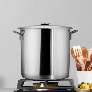 Heavy Duty 21-25L Stainless Steel Stock Pot Large Commercial Size Induction Cookware Soup Pot With Lid