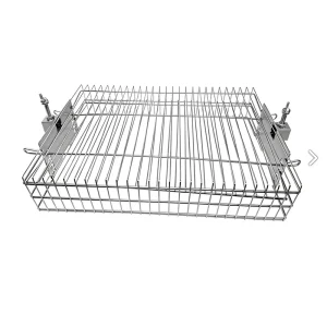 Heavy Duty 304 Stainless Steel BBQ Accessory for Large Spit Rotisseries 22mm Square Hole Multi Use Adjustable Width Basket