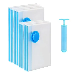 Heavy Duty Food-Safe Kitchen Ziplock Vacuum Sealer Storage Bags with Hand Air Pump