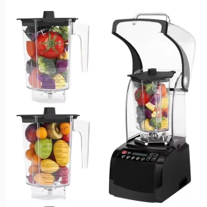 Heavy Duty Industrial Commercial Multifunction Vacuum Smoothie Blender with Sound Enclosure Cover for Juice and Fruit