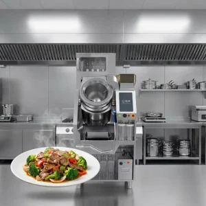Heavy Duty Industrial Stainless Steel Stir Fry Machine Central Kitchen Automatic Wok Robot PLC Touch Screen Control 2-6kg Food