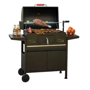 Heavy Duty Outdoor Charcoal BBQ Grill with Rotisserie Portable Barbecue for Garden Party Camping and Fishing