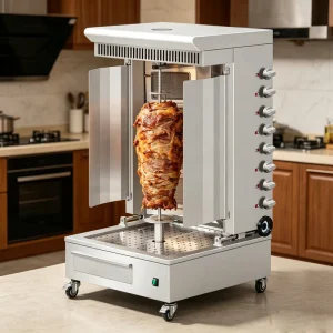 Heavy Duty Restaurant Gas Grill Doner Kebab Vertical Rotisserie 8 Stoves Stainless Steel Flame Safety Device Shawarma Machine