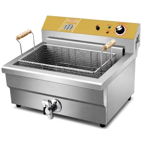 Heavy Duty Single Vat Electric Chip Fryer 220V 5KW Stainless Steel Deep Fat Fryer for Fish and Chips Shop Snack Street Food Cart