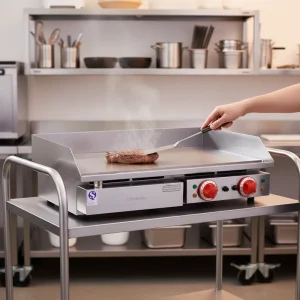 Heavy Duty Tabletop Commercial Electric Stainless Steel Flat Top Griddle Dual Temp Control Teppanyaki Grilling Machine Fast Food