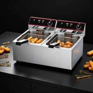 Heavy Stainless Steel Commercial Electric Deep Fryer Single or Double-tank Models Frying Equipment for Cafeterias Snack Foods