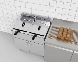 High Capacity Professional Commercial Fryer Machine Electric Deep Oil Fat Fryer With 2 Tank 2 Basket