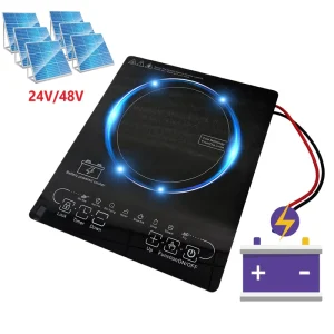 High Efficiency 24V 48V DC Battery Powered Induction Cooker Solar 48V Operated Rice Stove Induction Cooker Outdoor Traveling