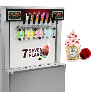 High Efficiency 7 Head Commercial Ice Cream Machine Stainless Steel Multi Flavor Soft Serve Maker Machine