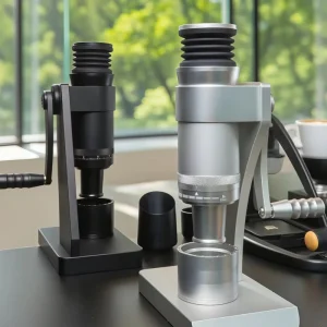 High End Eco friendly Modern Design Hand Crank Coffee Bean Grinder 63mm Large Size Titanium Coated Ghost Tooth Grinding Plate