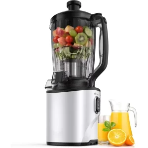 High Juice Yield Cold Press Juicer 6.5″ Wide Feed Chute Masticating Slow Juicer For Whole Fruit Easy Clean