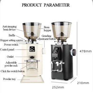 High Power 350W Electric Coffee Grinder 64mm Stainless Steel Flat Burr Espresso Grinder Quantitative Mill Machine for Home Cafe