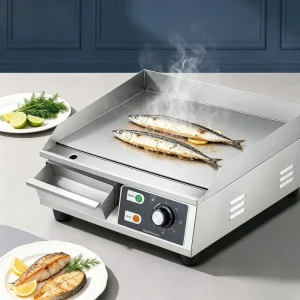 High Power 4400W Electric Griddle Stainless Steel Silver Gray Hotel Catering Supplies Desktop Teppanyaki Grill Pan 110V-240V