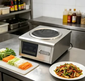 High Power 6000W ETL Certified Outdoor Restaurant Use Stainless Steel Electric Induction Cooker Single Smart Control Commercial