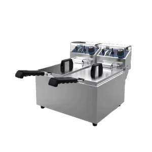 High Power Commercial Service Equipment Double Tank Electric Stainless Steel 10L Tempura Restaurant Fryers