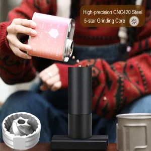 High Precision Manual Coffee Grinder 5 Star CNC Steel Burr Hand Coffee Mill Portable Espresso Grinder for Outdoor Cafe