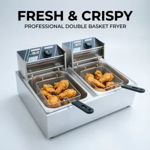 High Pressure Counter Top 6L Deep Fryer Double Tank Electric Fryer Commercial for Restaurant