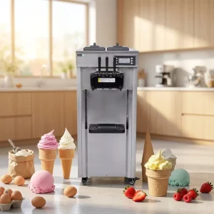 High Production Ice Cream Maker Machine 18-26L/H Automatic Handle Soft Ice Cream Machine for Commercial Catering