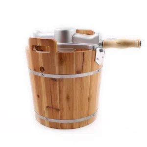 High Production Watertight Manual Wooden Bucket Ice Cooling Home Outdoor Use Homemade Ice Cream Maker