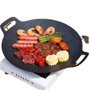 High Quality Multi Function Heat Resistant Metal BBQ Pan Griddle Plate Iron Grill Pan Baking Tray for Home Cooking Camping