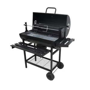 High Quality Stainless Steel Garden Trolley Charcoal BBQ Grill with Electric Rotisserie Chicken Fork Indoor Outdoor Smokeless