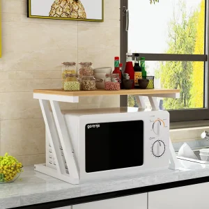 High Quality Storage Kitchen Oven Rack Shelf Wooden Microwave Stand With Counter Top