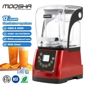 High Rpm Cafe Milk Tea Shop Silent Juicer Mixer 1.5L 2L 1500W 2200W Commercial Blender With Covers