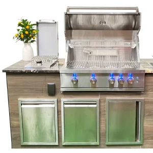 High Temperature 4 Burner High Grade 304 Stainless Steel Built-In Gas BBQ Grill LED Rotisserie CE Certified 547 Sq
