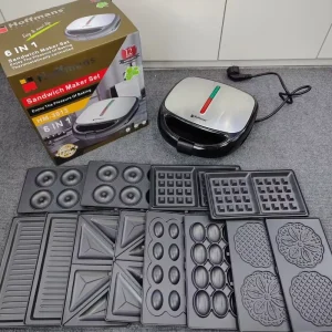 Hoffmans 1000W 6 in 1 Sandwich Maker 220V Easy Clean Non Stick Waffle Nut Press Machine for Africa Kitchen