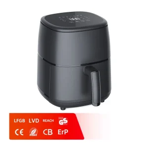 Home 4L Electric Air Fryer Digital Control Fully Metallic Inner Pot for Oil Free Roasting Baking Cooking