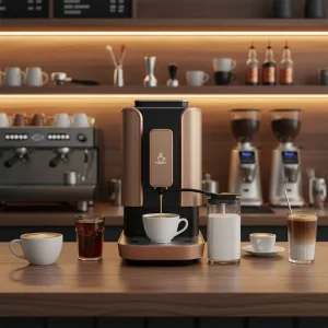 Home Automatic Coffee Machine with Grinder and Milk Frother, 1-Touch Espresso Maker for Small Kitchen & Daily Use
