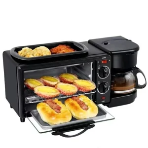 Home Breakfast Machine Grill Panel Coffee Maker Toaster Electric Oven 3 in 1
