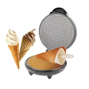 Home Commercial Electric Ice Cream Cone and Egg Roll Round Syrup Waffle Maker Snack Baker Machines with Single Plate