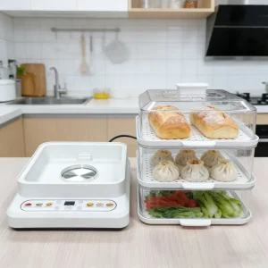 Home Electric Food Steamer Multifunctional Plastic 32L Large Capacity Bread Vegetables Steam Cooker