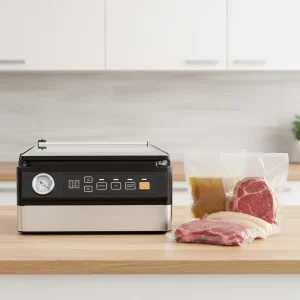 Home Milk Curry Sauce Soup Steak Sealing 4.3L Chamber Vacuum Display 98Kpa Vacuum Food Sealer