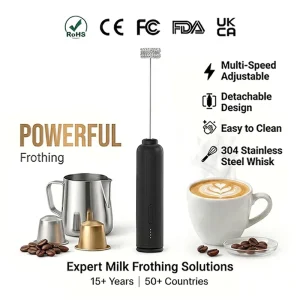 Home Milk Frother Foldable Stand Battery Powered Stainless Steel One Button Latte Matcha OEM Factory Custom