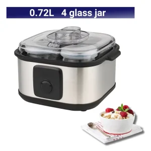 Home Use Electric Automatic Probiotic Yogurt SS Body 0.72L Mini Yogurt Maker with 4 Glass Jar