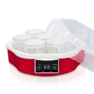 Home Use Small Fully Automatic Yogurt Fermentation Machine Rice Wine Natto Enzyme Maker with Digital Display (Red)