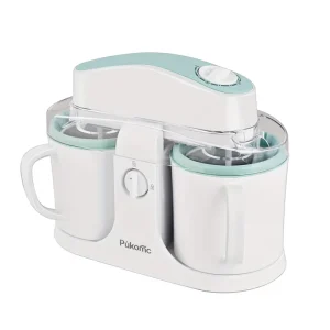 Homemade Ice Cream Frozen Yogurt Fruit Smoothies Easy Make Electric 400W Dual Cup Detachable Design Timer Auto