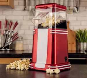 Hot Air Electric Popcorn Maker Red & White Popcorn Machine