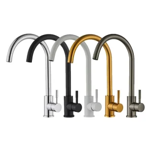 Hot Cold Water Deck Mount Modern Single Handle Stainless Steel Black Kitchen Sink Faucet