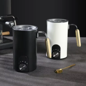 Hot Milk Frother Stainless Steel Fully Automatic Household Cold and Hot Milk Foamer Heating Electric Milk Beater